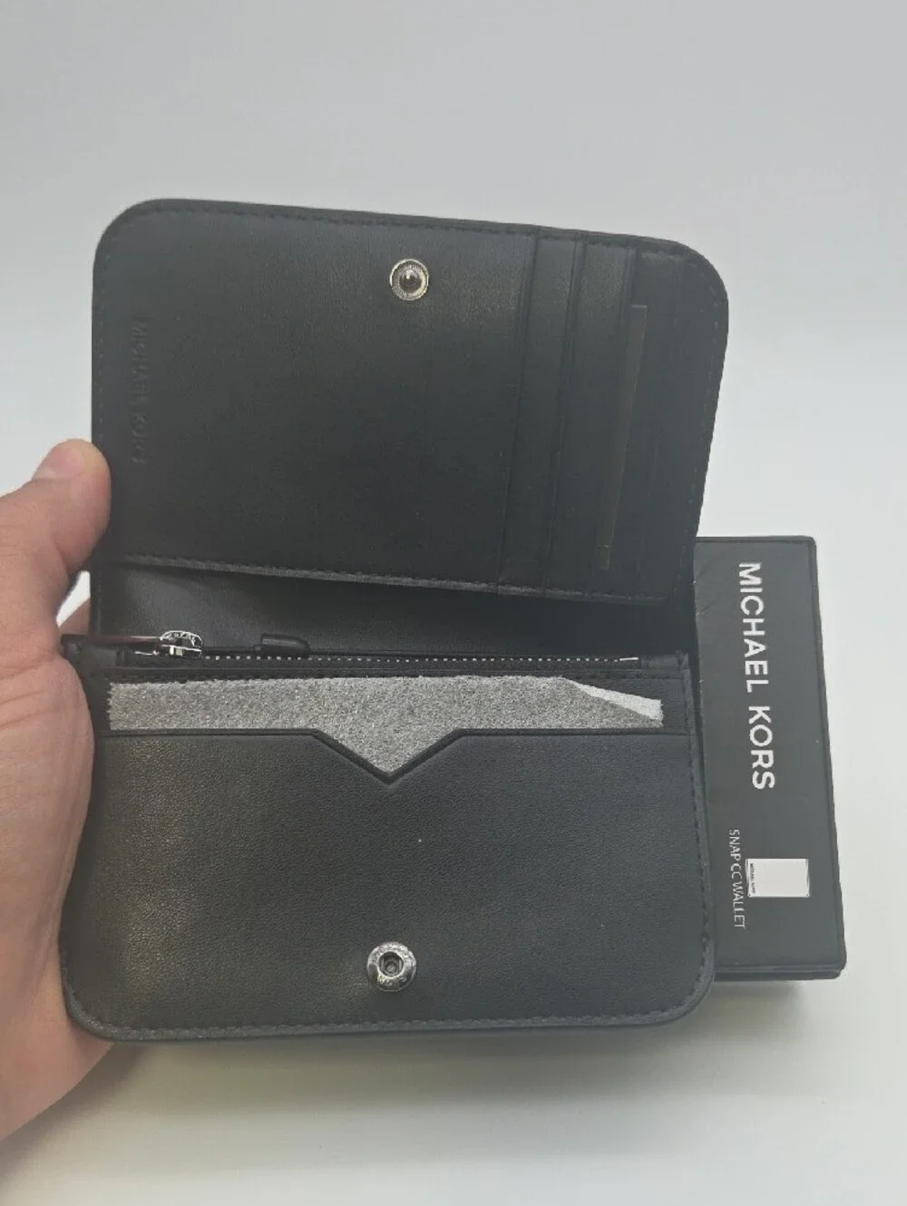 Michael Kors Black Pebbled Leather Snap Card Wallet